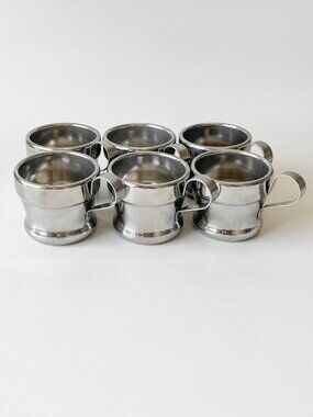 6 Vintage Stainless Jolly Rivadossi La Termica Espresso Cups Double Wall Italy